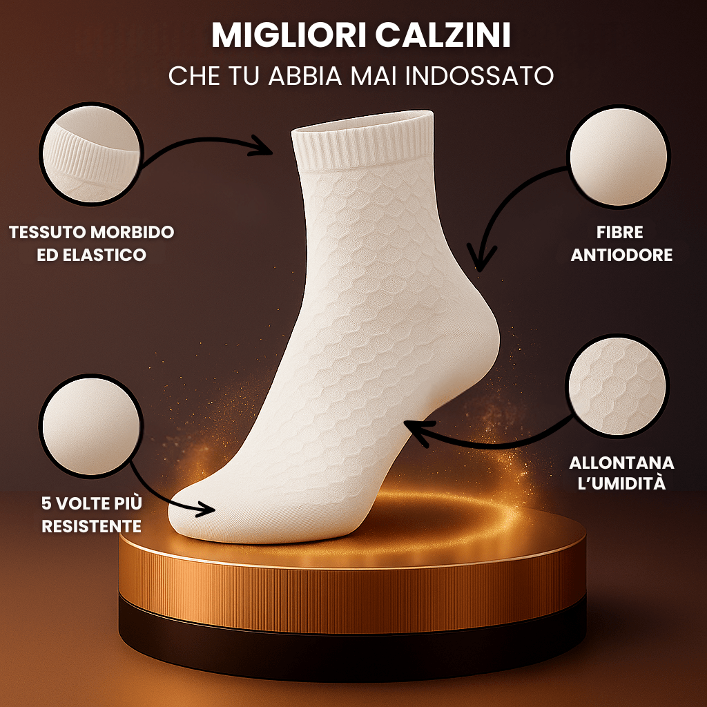 Calze a Mezza Gamba Alessio in Bambù Premium – Piedi Sani e Senza Odori